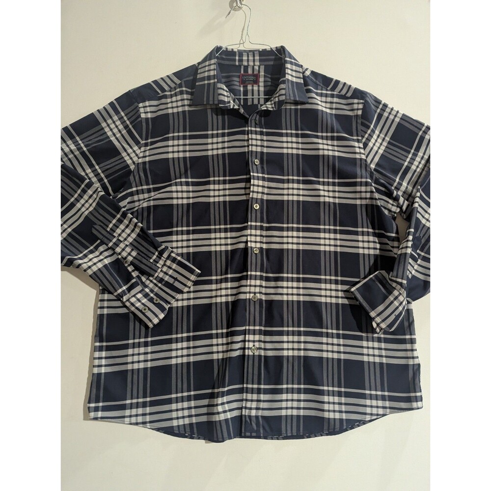 Untuckit Shirt Mens Large Blue‎ Plaid XXL Athleisure Comfort Stretch Performance